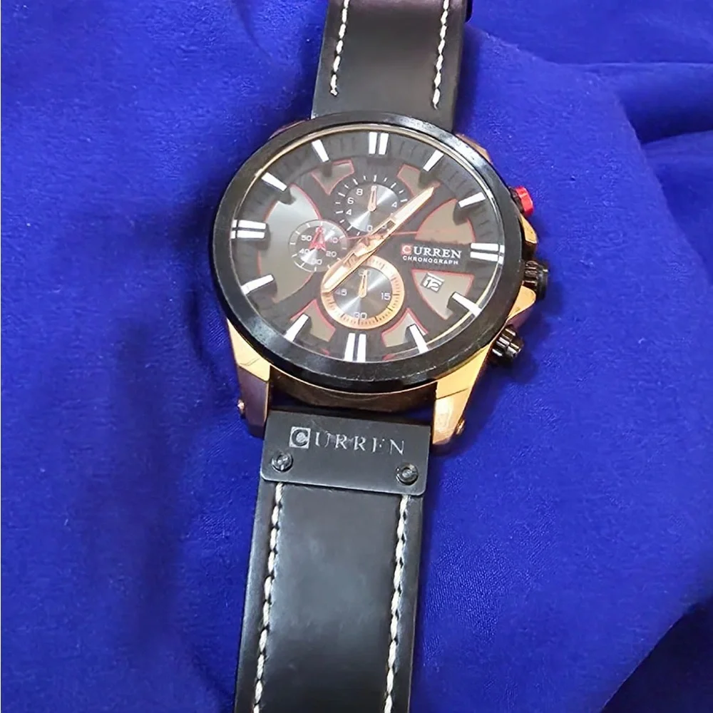 Curren Chronograph Classic 48mm Watch EUC